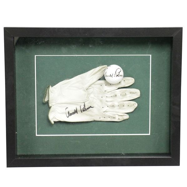 Arnold Palmer Signed Glove & Ball Framed Display JSA ALOA