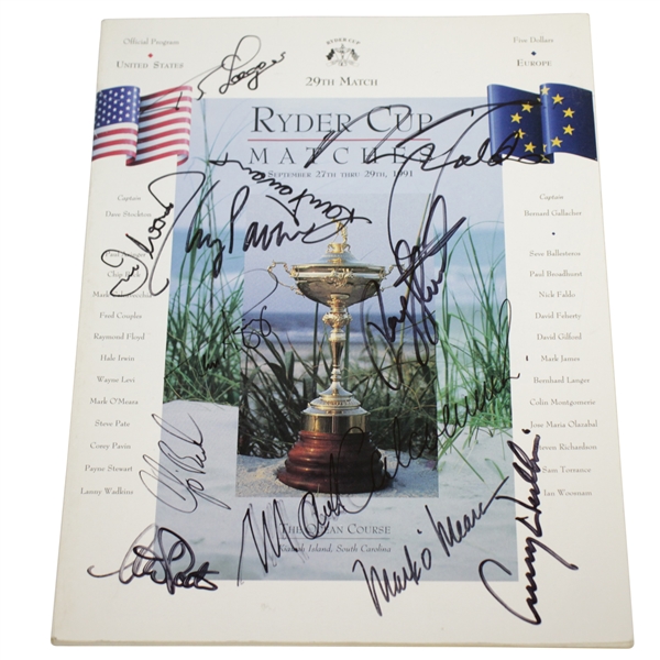 Multi-Signed 1991 Ryder Cup at Kiawah Program with Payne & others JSA ALOA