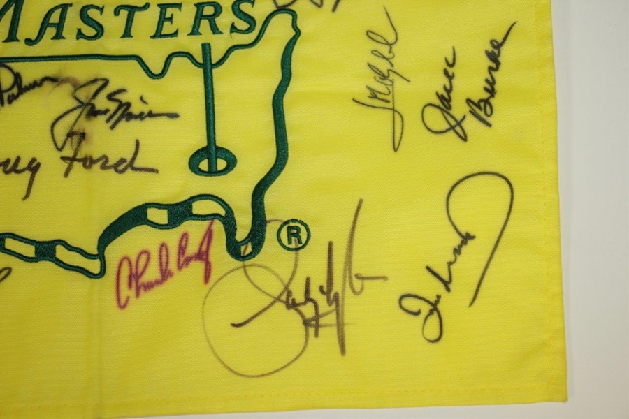 Palmer, Nicklaus, Player, & 17 Others Masters Champs Signed 2007 Masters Flag JSA ALOA