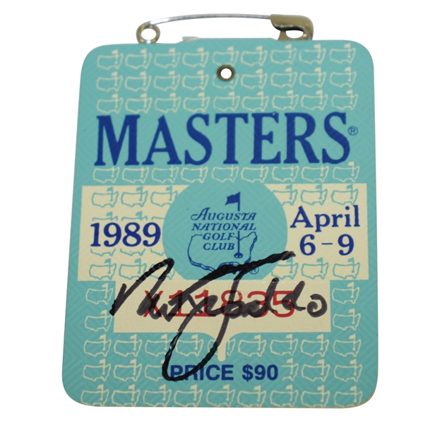 Nick Faldo Signed 1989 Masters Tournament Series Badge #X11835 JSA ALOA
