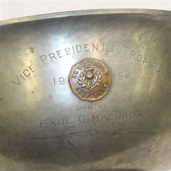 1916 Vice President's Trophy Won by Paul G. Macurda - Presented by Ephraim Sterns