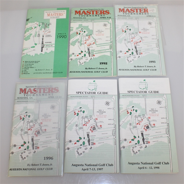 Six Masters Spectator Guides - 1990, 1992, 1993, 1996, 1997, & 1998