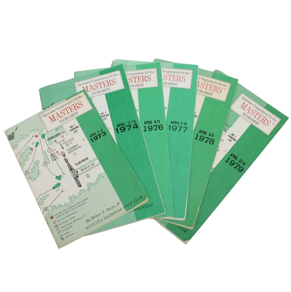 Six Masters Spectator Guides - 1973, 1974, 1976, 1977, 1978, & 1979