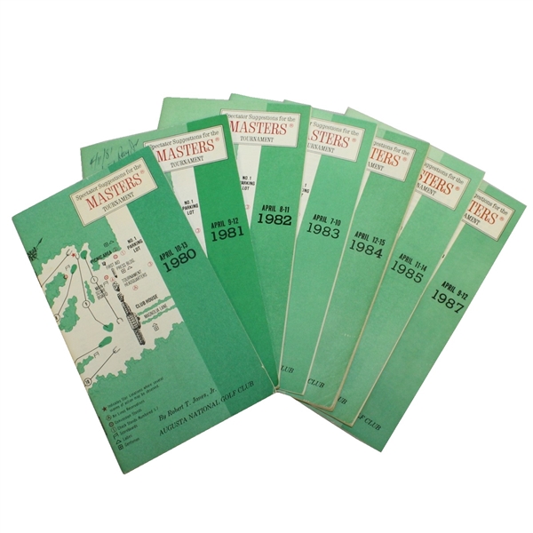 Seven Masters Spectator Guides - 1980, 1981, 1982, 1983, 1984, 1985, & 1987