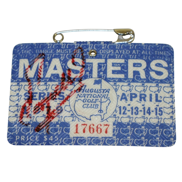 Fuzzy Zoeller Signed 1979 Masters Tournament Badge #17667 JSA ALOA