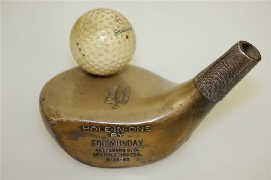 Rod Munday's 1963 Hole In One Award From Round w/ Dwight D Eisenhower at Gettysburg CC