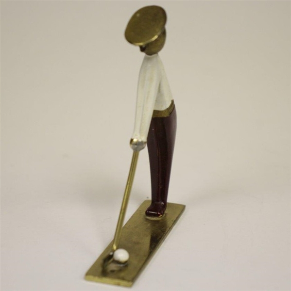 Classic Brass & Enamel Golfer Figure Modeled After Hagenauer