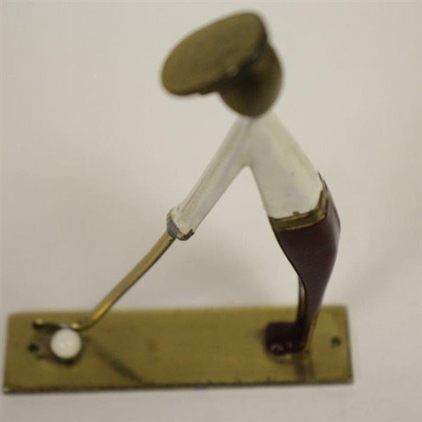 Classic Brass & Enamel Golfer Figure Modeled After Hagenauer