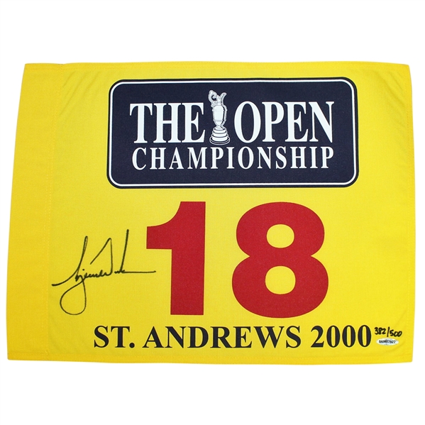 Tiger Woods Signed 2000 Open at St. Andrews Ltd Ed Flag 382/500 UDA #BAM07922