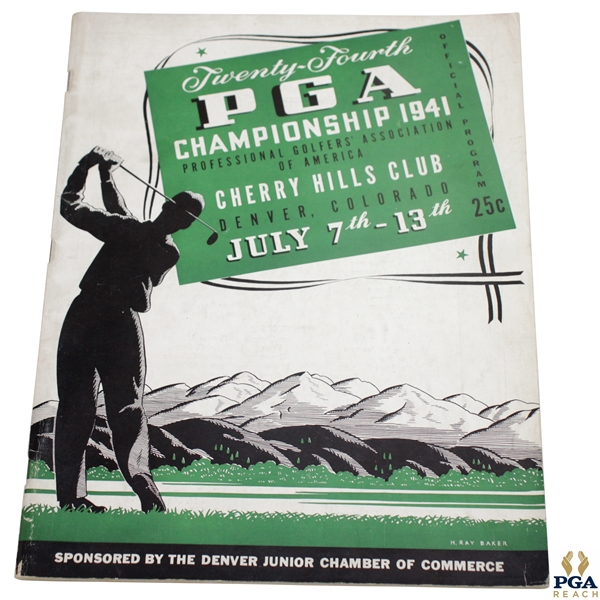 1941 PGA Championship at Cherry Hills Club Program - Vic Ghezzi Winner