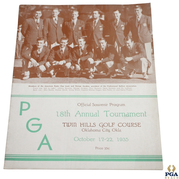 1935 PGA Championship at Twin Hills Golf Course Program - Johnny Revolta Winner
