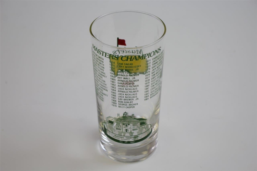 1986 Masters Tournament Commemorative Champions Glass Listing Winners - Nicklaus Win