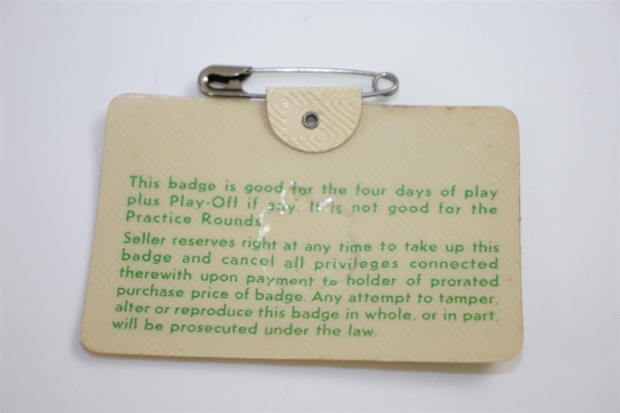 1967 Masters Tournament Series Badge #16586 - Gay Brewer Win