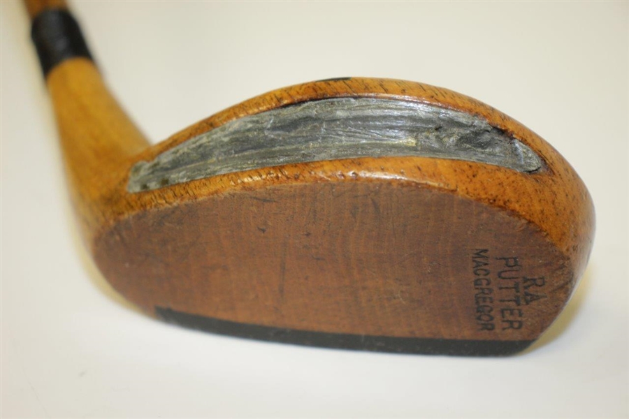 Circa 1920 MacGregor RA Putter (Right Angle) Persimmon Head with Black Vulcanite T-Shaped Sight Line