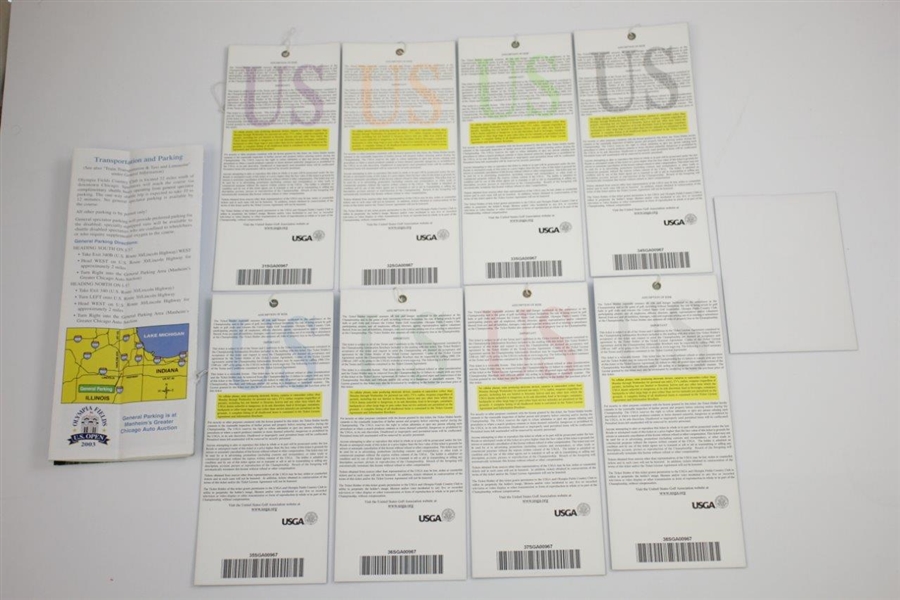 2003 US Open at Olympia Fields Complete Ticket Set with Voucher - Jim Furyk Winner