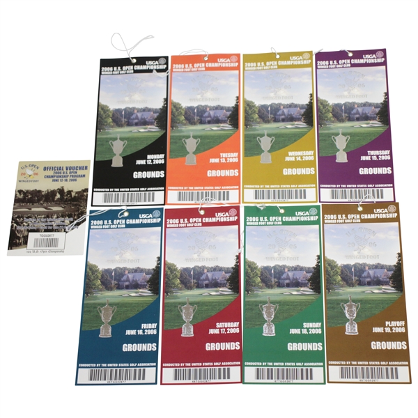 2006 US Open at Winged Foot Complete Ticket Set with Voucher - Geoff Ogilvy Winner