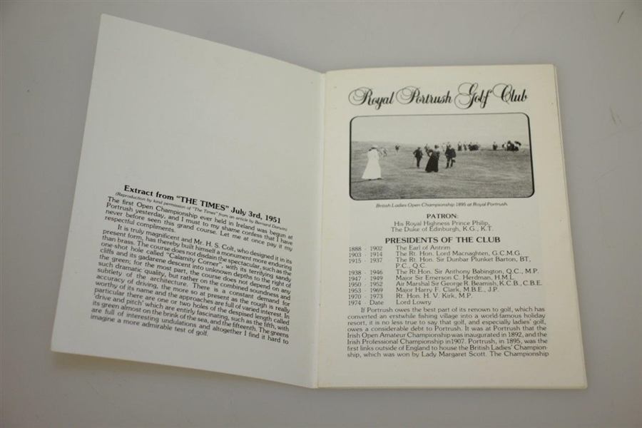 1980 Royal Portrush Golf Club Official Handbook w/ Dunluce Links Scorecard