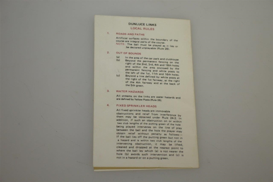 1980 Royal Portrush Golf Club Official Handbook w/ Dunluce Links Scorecard
