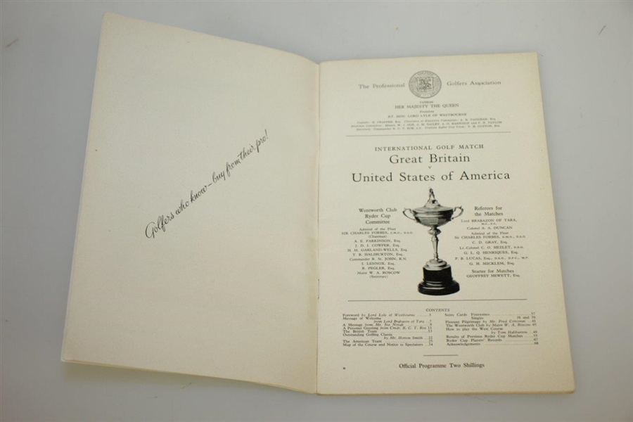 1953 Ryder Cup at Wentworth GC Official Program - USA 6 1/2 - 5 1/2