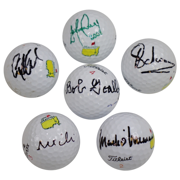 Goalby, Weir, Stadler, O'Meara, Schwartzel, & Immelman Signed Masters Logo Golf Balls JSA ALOA
