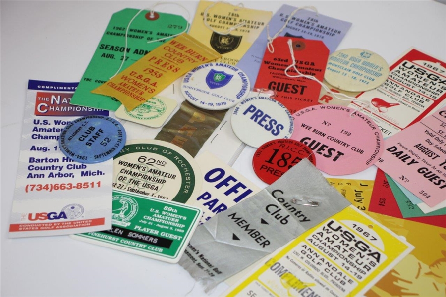 U.S.G.A. Women's Amateur Badges, Tickets, Passes, Ribbons, etc. - 1950's, 1960's & later