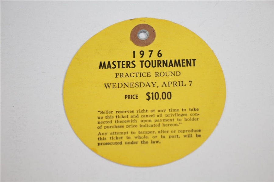 1976 Masters Tournament Wednesday Ticket #4702 - Jay Haas Last Amateur Par 3 Champ