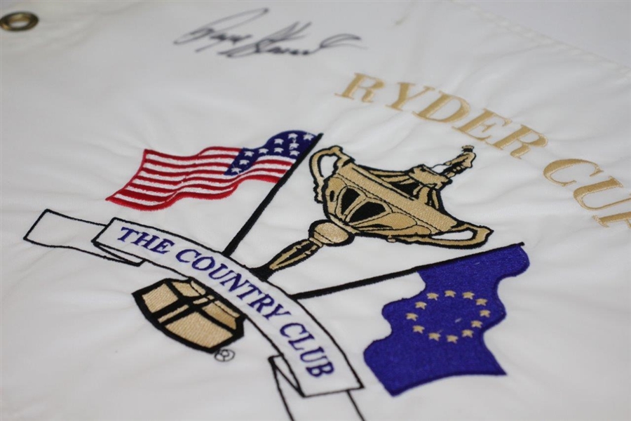 Payne Stewart Signed 1999 Ryder Cup at The Country Club Embroidered Pinney Flag JSA #Z96007
