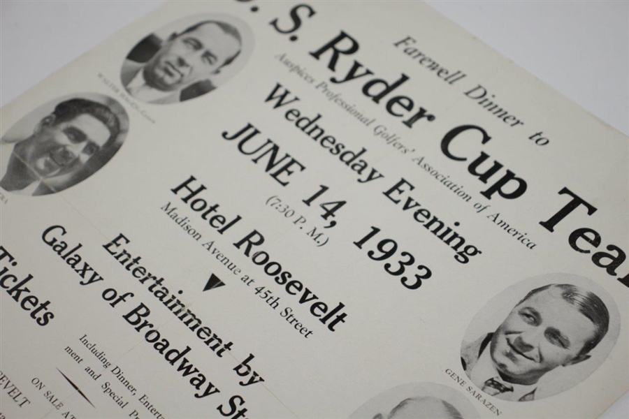 1933 U.S. Ryder Cup Team Farewell Dinner at Hotel Roosevelt Poster