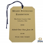 1931 Mixed Foursome Exhibition at The Scioto Country Club Sunday Ticket - Excellent Condition