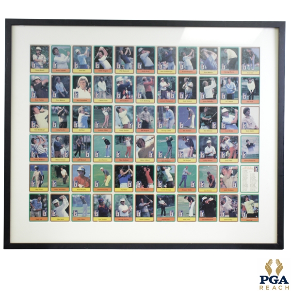 1980 PGA Tour Limited Edition 60 Top Money Winners Sports Card Set Uncut Sheet - Framed