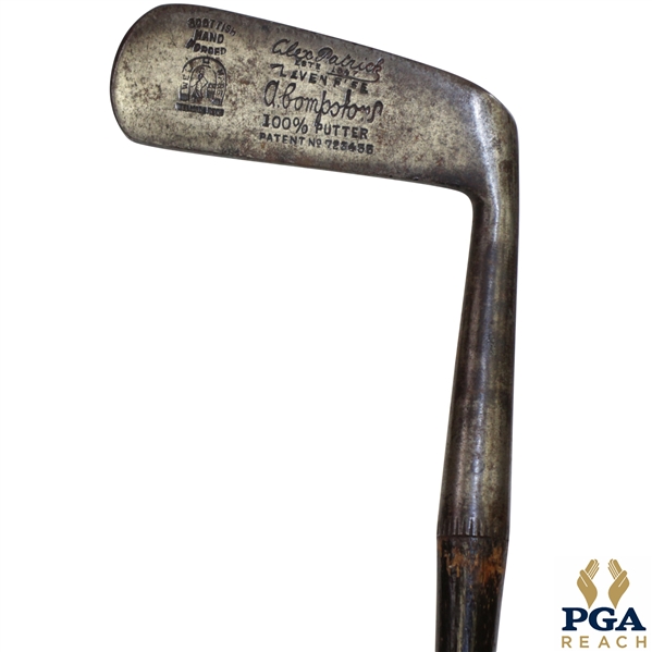 Alex Patrick Wood Shafted Leven A. Compstons 100% Putter Pat. No. 723455 with St Andrews Bend