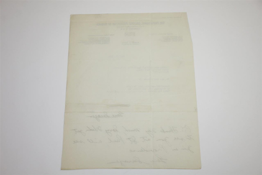 Gene Sarazen Twice Signed 1931 Ryder Cup Team Expenses Payment Reception JSA ALOA