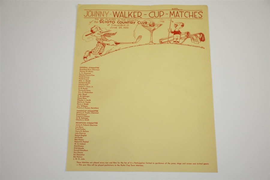 Undocumented 1931 Johnny Walker Cup Matches Letterhead & Envelopes - Played June 25, 1931