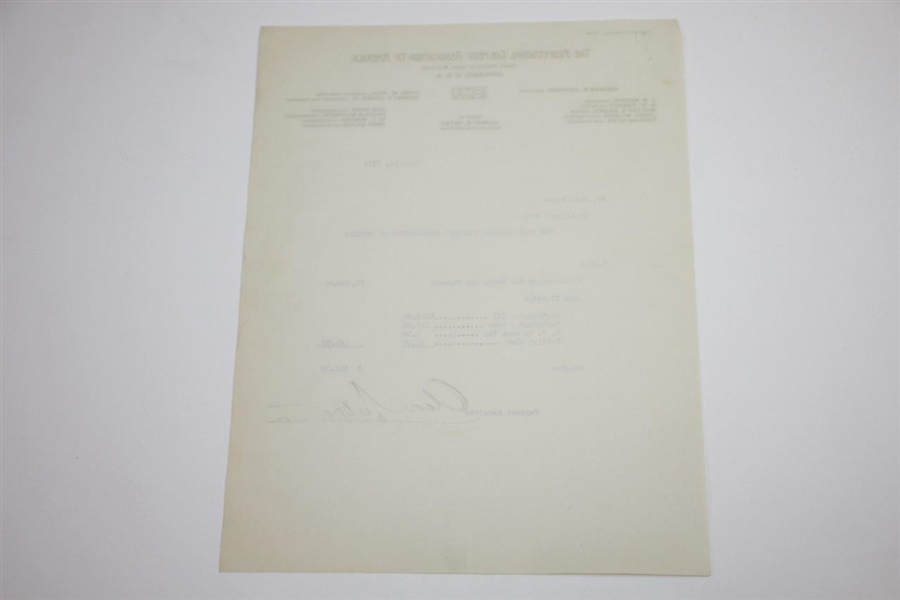 Olin Dutra Signed 1933 Ryder Cup Expense Breakdown Sheet JSA ALOA