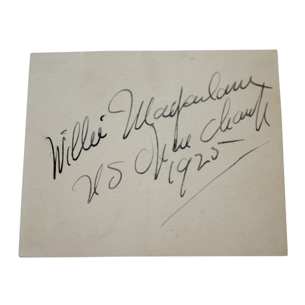 Willie MacFarlane Signed 3x5 Card with 'US Open Champ 1925' Notation JSA ALOA