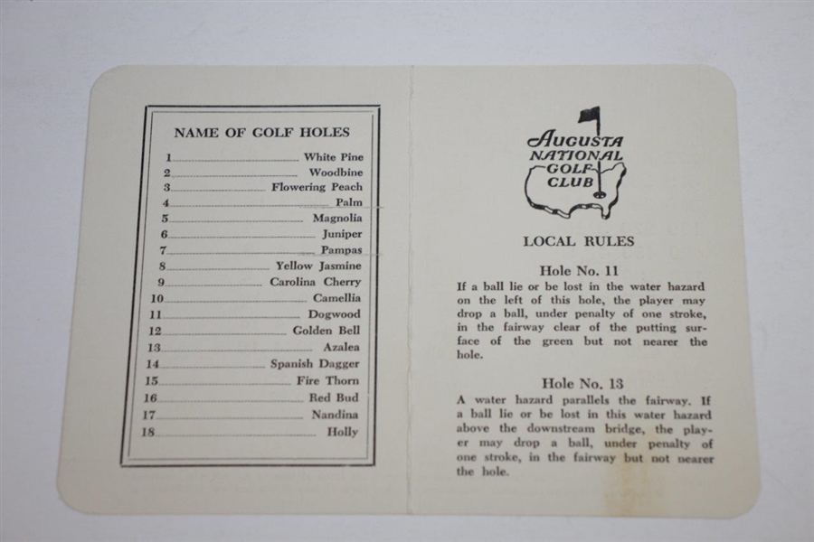 Ed Dudley First ANGC Pro Signed & Dated 4/23/56 Vintage Augusta National Scorecard JSA ALOA