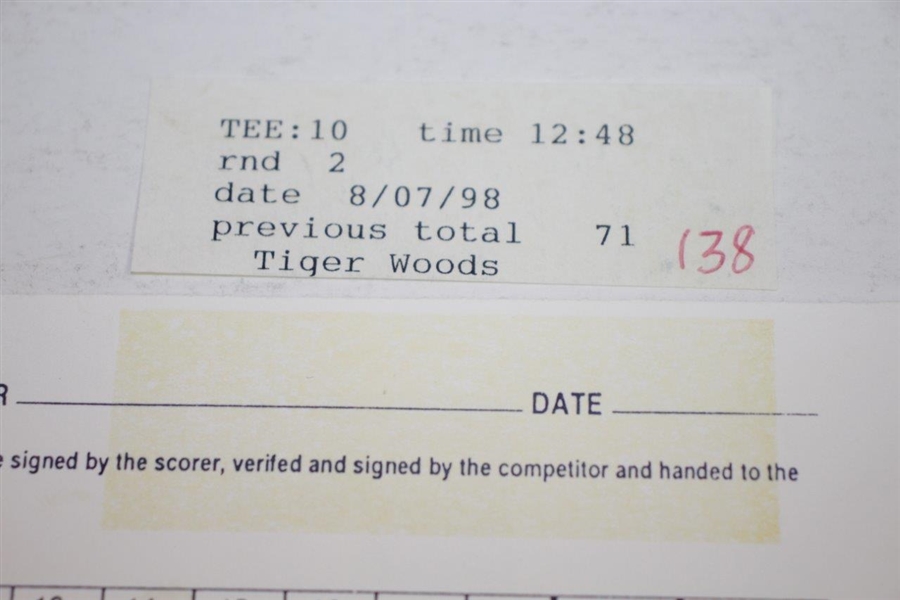 Tiger Woods Signed Used 1998 Buick Open Official Scorecard - 2nd Rd PSA/DNA #H50307