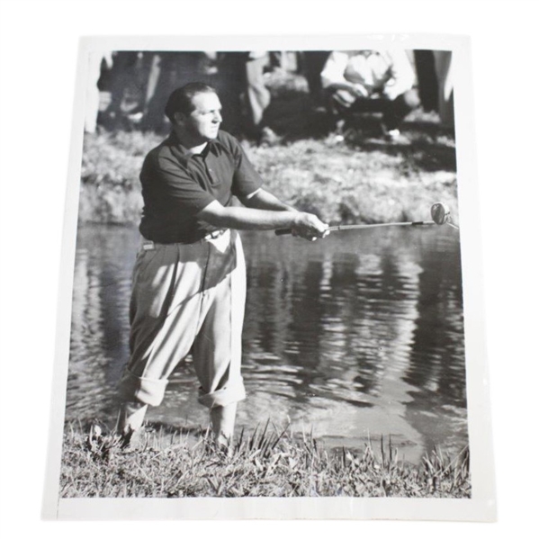 Claude Harmon Signed Cut W/Original Wire Photo His Famous Shot of 1948 Masters Win FULL JSA #BB19952