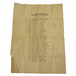 1940 Masters Tournament Friday Second Round Pairing Sheet - April 5, 1940