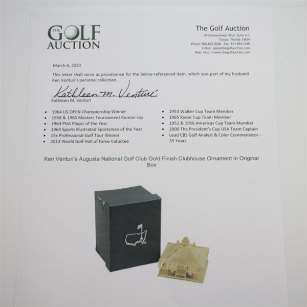 Ken Venturi's Augusta National Golf Club Clubhouse Ornament in Original Box