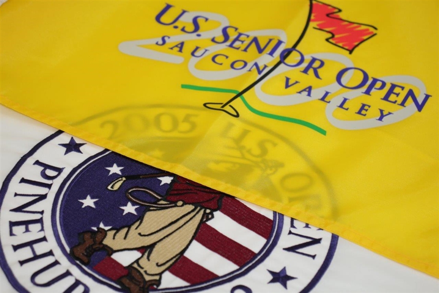 2005 Embroidered US Open White Flag & U.S. Senior Open Saucon Valley Yellow Screen Flag