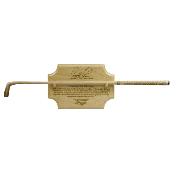 Arnold Palmer Ltd Ed 'The Original' Putter Display with 61 PGA Victories Carved in Wood