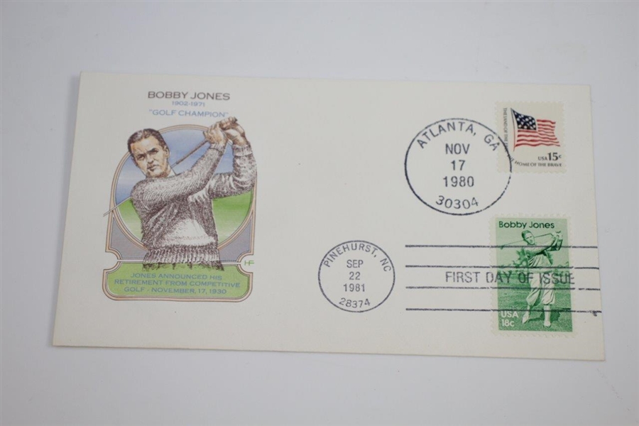 Set of 5 Double Stamped Bobby Jones Grand Slam First Day Covers