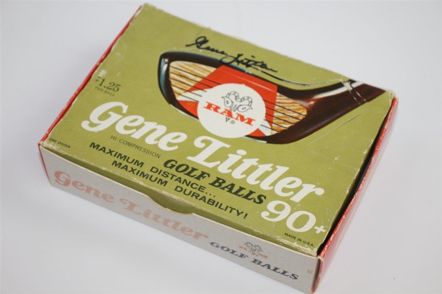 Nine Gene Littler Signed Personal Logo Golf Balls in Sleeves with Signed Box JSA ALOA