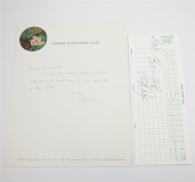 Pete Dye Signed Scorecard with Handwritten Letter JSA ALOA