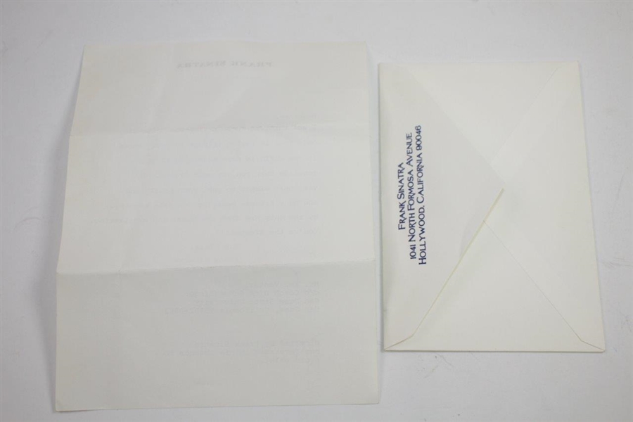 Ken Venturi's Congratulatory Typed Letter from Frank Sinatra with Envelope - 2/8/1988