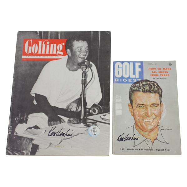 Ken Venturi's Personal Signed Golfing (July 1964) & Golf Digest (May 1961) Magazines JSA ALOA
