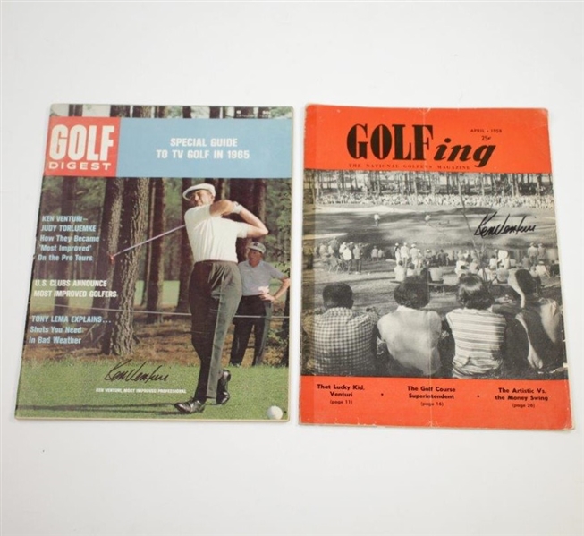 Ken Venturi's Personal Signed Golfing (April 1958) & Golf Digest (1965) Magazines JSA ALOA