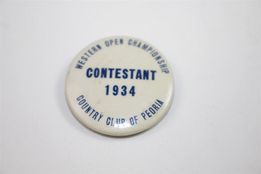 1934 Western Open at Country Club of Peoria Program & Contestant Badge - Rod Munday Collection