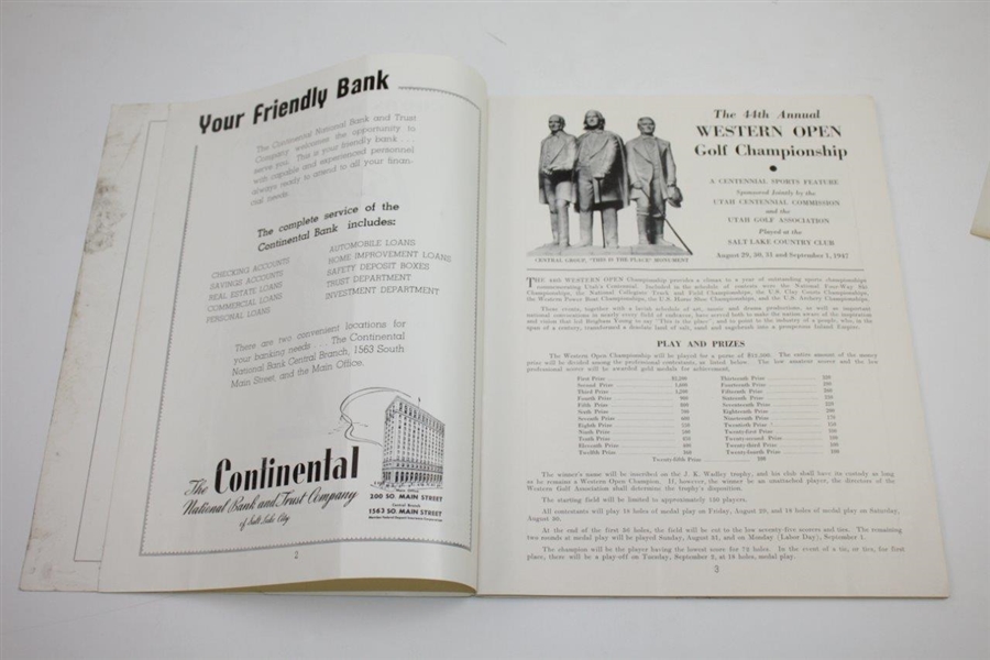 1947 Western Open at The Country Club Program & Pairing Sheet - Rod Munday Collection